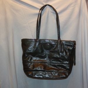 COACH 15142 Grey Patent Leather Tote Bag Purse